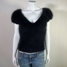 100% Angora Fuzzy Black Hand-knit NWT OOAK V-Neck Pullover Sweater 37 in bust Angora Sweater, Black Seamless, Pullover Sweater Women, Black Hand, Women Pullover, Pullover Sweater, Pullover Sweaters, Sweater Outfits, Cap Sleeves