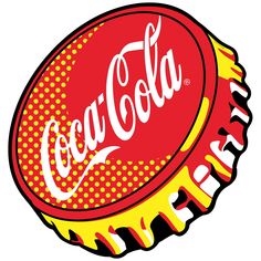 a red and yellow coca - cola bottle cap with the word's logo on it