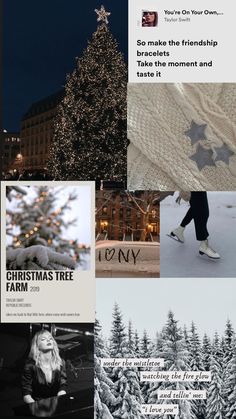 a collage of photos with the words christmas tree farm