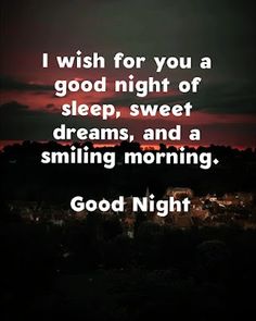 a quote on good night with the sky in the background