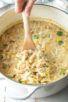 Food and Drink: #foodie, #recipes, #cooking, #food inspiration White Bean Chicken Chili With Rotisserie Chicken, White Chicken Chili Stove Top, Creamy White Bean Chicken Chili, Chili On The Stove, Creamy Chicken Chili