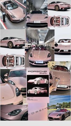 a collage of pink cars in different pictures