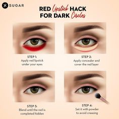 Face Makeup Guide, Cover Dark Circles, Skin Tone Makeup, Lipstick Hacks, Makeup Order, Beginners Eye Makeup, Makeup Face Charts, Korean Eye Makeup, Eye Makeup Techniques