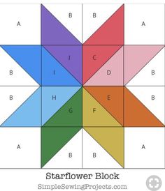 the starflower block is made up of different colors