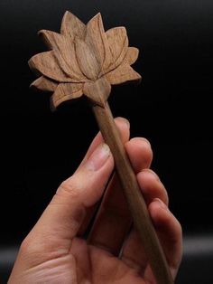 handmade wooden lotus hairpin, 15cm, carved from walnut wood, covered with high quality Borma Wachs to be water resistance Lotus Hairpin, Wooden Hair Pins, Wood Hair Pin, Carving Wood, Wooden Flowers, Flower Hair Pin, Hair Stick, Hair Sticks, Walnut Wood