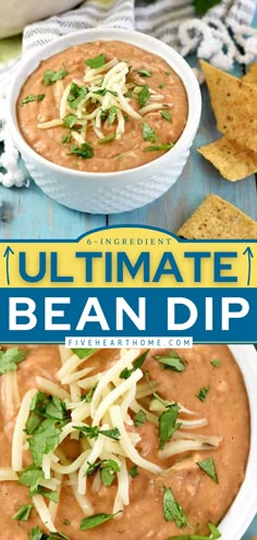 Ultimate Bean Dip Top Dip Recipes, Easy Bean Dip, Refried Bean, Superbowl Appetizers, Bowl Party Food, Low Carb Snack