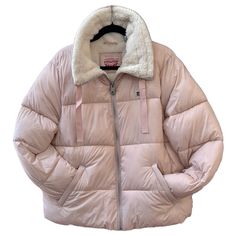 Levi’s Womens Puffer Jacket Pink Xl New With Tags Retail $120 On-Trend As Can Be, This Sherpa-Lined Puffer Jacket From Levi's Looks Mega-Cute With Your Favorite Jeans, And Keeps You Warm To Boot! Point Collar; Zipper Closure At Front Elasticised Cuffs Zipper Pockets At Hips Material & Care Machine Washable Shell: Polyester; Lining: Polyester Pink Puffer Winter Coat, Levis Pink Puffer, Womens Puffer Jacket, Dream Aesthetic, Levis Jacket, Puffer Jacket Women, Sherpa Lined, Lookbook Outfits, Favorite Jeans