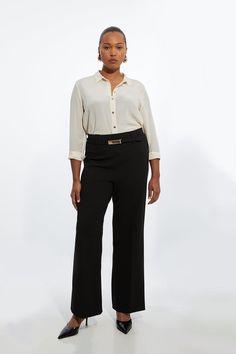 The Founder Plus Size Compact Stretch High Waisted Belted Straight Leg Pants Wide Leg Trousers Plus Size, Hen Do Outfits, Bride Jumpsuit, Petite Wedding Guest Dresses, Plus Size Workwear, Business Casual Summer, Petite Business Casual, Plus Size Formal, Tall Dresses