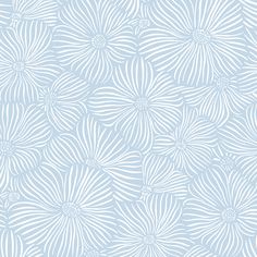 a blue and white flower pattern with many petals on the side, as well as an outline