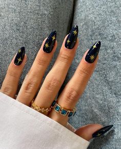 Star Nail Designs, Dark Blue Nails, Navy Nails, Navy Blue Nails, December Nails, January Nails, November Nails