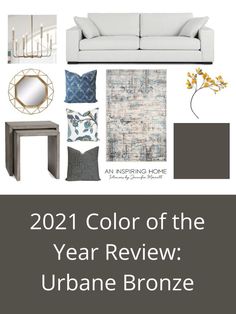 the color of the year review urbane bronze is shown in this image, and it's also available for purchase