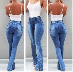 SPECIFICATIONS category of the product: Women Jeans Year / season: 2021 Wash: Light Wash: Distressed Waist Type: HIGH Thickness: Regular Style: Casual Release Date: Summer 2021 Origin: CN(Origin) Model Number: 657 Material: Cotton Length: Full Length Jeans Style: Boot Cut Item Type: JEANS Gender: WOMEN Fit Type: skinny Fit: Skinny Fashion style: Boot cut Fabric name: cowboy Fabric Type: Softener Decoration: Washed Decoration: Fake Zippers Decoration: Ripped Color: Blue/Black Closure Type: Zip... Jeans Comfortable, Work Vacation, Trendy Trouser, Design Pants, Denim Decor, Pants Fit, Fashion Jeans, Mode Casual, Blue Trousers