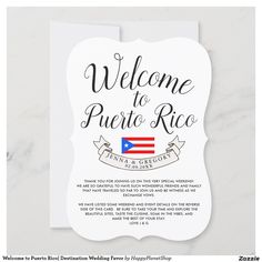 the puerto rican wedding welcome card