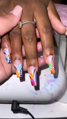 90s Nail Inspiration, 90 Theme Nails, 90s Theme Nail Designs, 90s Nails Trends, 90s Abstract Nails, 90’s Nail Designs, Old School Nail Designs, 90s Nails Acrylic, 90s Nail Designs