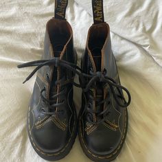 Doc Marten’s Church Platform Monkey Boots Size 5 Women’s Retail Price Is $200, Selling For $150. Prim Is Firm. Small Scuff Marks On The Front Otherwise In Great Condition. Have Only Worn 2x Black Lace-up Boots With Stitched Sole For Fall, Black Stitched Sole Lace-up Boots For Fall, Black High-top Lace-up Boots With Leather Lining, Black Lace-up Boots With Stitched Sole And Round Toe, Vintage Black Boots With Reinforced Heel, Black Ankle Lace-up Boots With Stitched Sole, Vintage Black Ankle Lace-up Boots, Classic Black Lace-up Boots With Stitched Sole, Casual Black Boots With Leather Lining