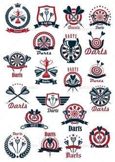 various badges and emblems for darts - sports / activity conceptual