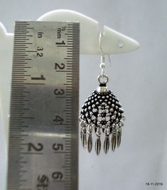 "Traditional Design Sterling silver earring pair from rajasthan india. great handmade design, good for your jewellery collection. Note - Pictures is part of Description. Please check pictures carefully for more detail. height with bells - 5.6 cm(2.2\") width max.. - 2 cm(0.8\") weight - 23 grams material - good sterling silver." Silver Bangle Bracelets Cuffs, Upper Ear Earrings, Note Pictures, Sterling Silver Bangle Bracelets, Rajasthan India, Silver Colour, Design Earrings, Silver Bangle Bracelets, Sterling Silver Bangles