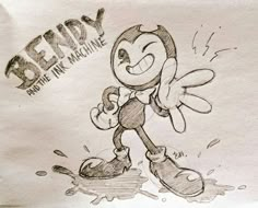 a drawing of a cartoon character with the words berry and the new machine on it