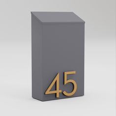 the number 45 is shown in gold on a gray box