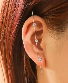 Earring Cuff Body Jewelry Piercing, Ear Earrings, Climber Earrings, Crystal Dangle Earrings, Style Punk, Fashion Jewelry Earrings, Crystal Stud Earrings, Ear Hook, Cuff Earrings