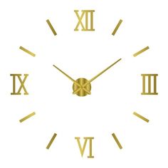 a gold clock with roman numerals on it