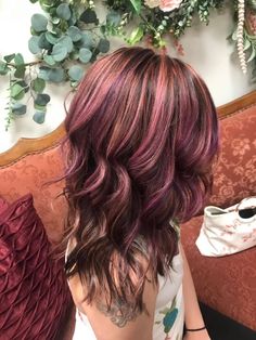 Chocolate Raspberry Hair, Dyed Hair Highlights, Tricolor Hair, Skunk Highlights, Red Dyed Hair, Raspberry Hair, Best Hair Dye, Pink Hair Dye