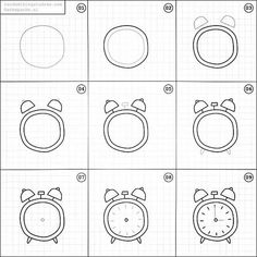 how to draw an alarm clock step by step drawing instructions for kids and beginners