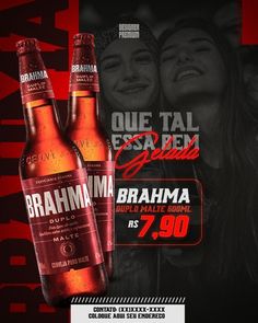 two bottles of brahmaa are on the cover of an ad for brahmaa