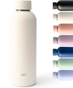 an image of a white water bottle with different colors