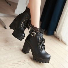 Student Shoes, Warm Winter Boots, High Heel Ankle Boots, Womens Combat Boots, Platform Heels Chunky, Platform Ankle Boots