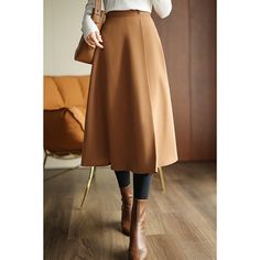 Olivia Mark - High-waisted Pleated Solid Color Vintage A-line Maxi Skirt with a Touch of Design Brown Pleated Skirt, Black Pleated Skirt, Brown Outfit, Mesh Skirt, Color Vintage, Pleated Midi Skirt, Types Of Skirts, High Waisted Denim, Olivia Mark