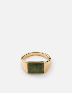 The men's Lennox Jasper Ring features jasper set in a 14k gold band. Inspired by the 70s with emphasis on the horizontal stone and thin band, this piece adds subtle retro flair to any look.[tab]Specifications[/tab]Base Metal: 14k Yellow GoldPlating: Polished Material: Jasper Green StoneDimensions: L: 12.5mm W: 9.5mmGauge: 2.78mmStone Count: 1Carat Weight: 2.64 Gold Pinky Ring, Jasper Ring, Onyx Ring, Mens Gold, The 70s, Mellow Yellow, Pinky Ring, Fine Earrings, Men's Rings