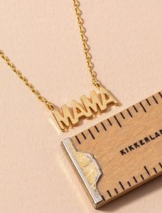 Short necklace with "MAMA" text charm. Approx: 15.5"-17.5" Material: Brass, 18K Gold and White Gold dipped Lead Compliant, Nickel Free To prevent tarnish, please avoid wet substances. Necklace Mama, Mama Necklace, Gold Dipped, Short Necklace, 18k Gold, White Gold, Brass, Gold, White