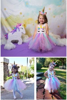 Sizes 2T, 4T or 6T Polyester,Silk Novel unicorn lighted outfits, every girl will be a beautiful princess! package including 1 lighted tutu dress(There was no fabric skirt under tulle pieces on bottom) + 1 lighted unicorn headband Top lined with a silk like fabric, very soft and comfortable, 100% polyester. Rainbow strips tulle, vibrant color and looks very fluffy, 100% nylon. There was no fabric skirt under tulle pieces on bottom. DIY joy: put lights on the dress by yourself. You can do it with Girl Unicorn Costume, Old Halloween Costumes, Halloween Unicorn, Unicorn Light, Diy Joy, Angel Feathers, Unicorn Halloween, Angel Costume, Unicorn Dress