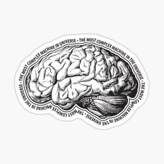 the brain sticker is shown in black and white