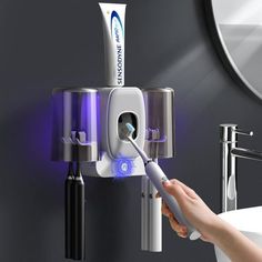 Toothbrush Holders for Bathrooms | Automatic Toothpaste Dispenser | Space Saving | High Quality Material | Upgraded Design | No Need to Punch Holes Color: Black. Automatic Toothbrush, Toothbrush And Toothpaste, Wall Mounted Toothbrush Holder, Electric Toothbrush Holder, Toothbrush Holder Wall, Toothbrush And Toothpaste Holder, Toothpaste Squeezer, Toothbrush Holders, Toothpaste Holder