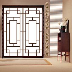 Chinese Sliding Door, Chinese Window Design, Chinese Window Pattern, Chinese Cafe Design, Kitchen Sliding Doors, Chinese Window, Asian Room, Cabinet Door Designs, Window Grill Design Modern