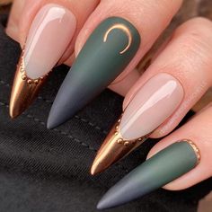 Ongles Goth, Witchy Nails, Nails Matte, Moon Nails, Nails Green, Goth Nails, Engagement Ideas, Press Ons, Stick On Nails