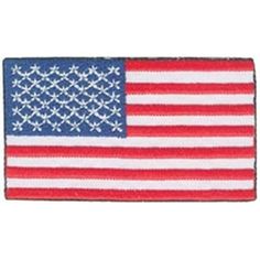 an american flag patch on a white background