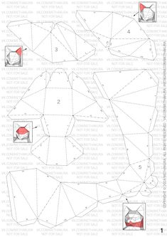 the instructions for how to make an origami cat with red eyes and tail