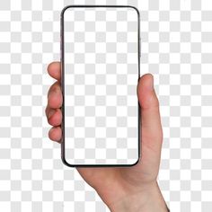 a hand holding a smart phone with a white screen on the front and back side