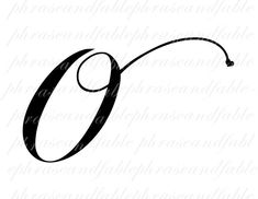 the letter o is shown in black and white, with an elegant font that has been drawn