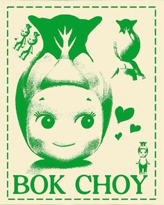 an advertisement for the book choy, which is written in green and black ink