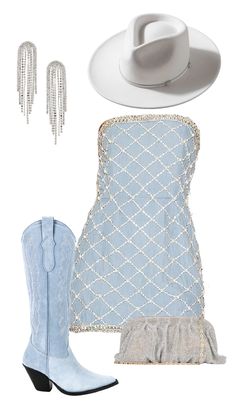 Rhinestone denim dress with blue cowgirl boots and diamond accessories. Diamonds And Demin Outfits, Country Bday Outfit, Denim And Diamonds Country Outfit, Denim On Denim Party Outfit, Birthday Country Outfit, Bride Country Outfit, Country Concert Outfit Sparkle, Denim Diamonds Theme Outfit Bachelorette Party, Country Glam Dress