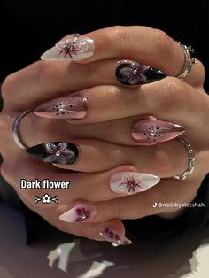 Aesthetic Nail Design, Nail Art Aesthetic, Chrome Pink, Flowers Nails, Aesthetic Nail, Pretty Gel Nails, Soft Nails, Kawaii Nails, Design Nail