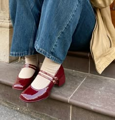 Dark Red Shoes Outfit, Maroon Mary Janes, Dark Red Mary Janes, Maroon Heels Outfit, Red Shoes Outfit Aesthetic, Shoes Fall 2024, Red Autumn Outfits, Red Shoes Aesthetic, Maroon Shoes Outfit