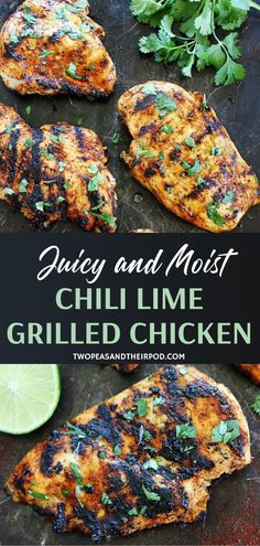 grilled chicken with cilantro and lime on the side