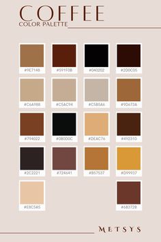 coffee color palette with the names and colors for each item in this chart, you can see