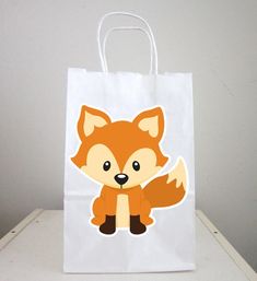 Fox Goody Bags, Fox Favor Bags, Fox Party Bags, Fox Birthday Favor Bags, Fox Baby Shower, Woodland Party Favors, Woodland Birthday Woodland Party Favors, Fox Birthday Party, Fox Party, Fox Birthday, Roller Skating Party, Fox Crafts, Fox Bag, Fox Baby Shower, Fox Baby