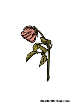 Wilting Flowers Drawing Easy, Dead Rose Drawing, Frankenstein Drawing, Dead Rose, Rose Step By Step, Cool Drawing, Rose Sketch, श्री राम